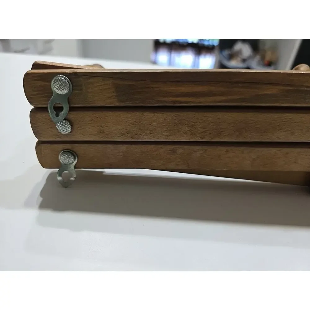Large Accordion Peg Rack Coat Towel Hook Wooden Vintage